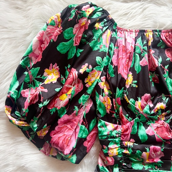 New! FOR LOVE & LEMONS “Jolie” Floral Ruched Mini Dress - Picture 10 of 13